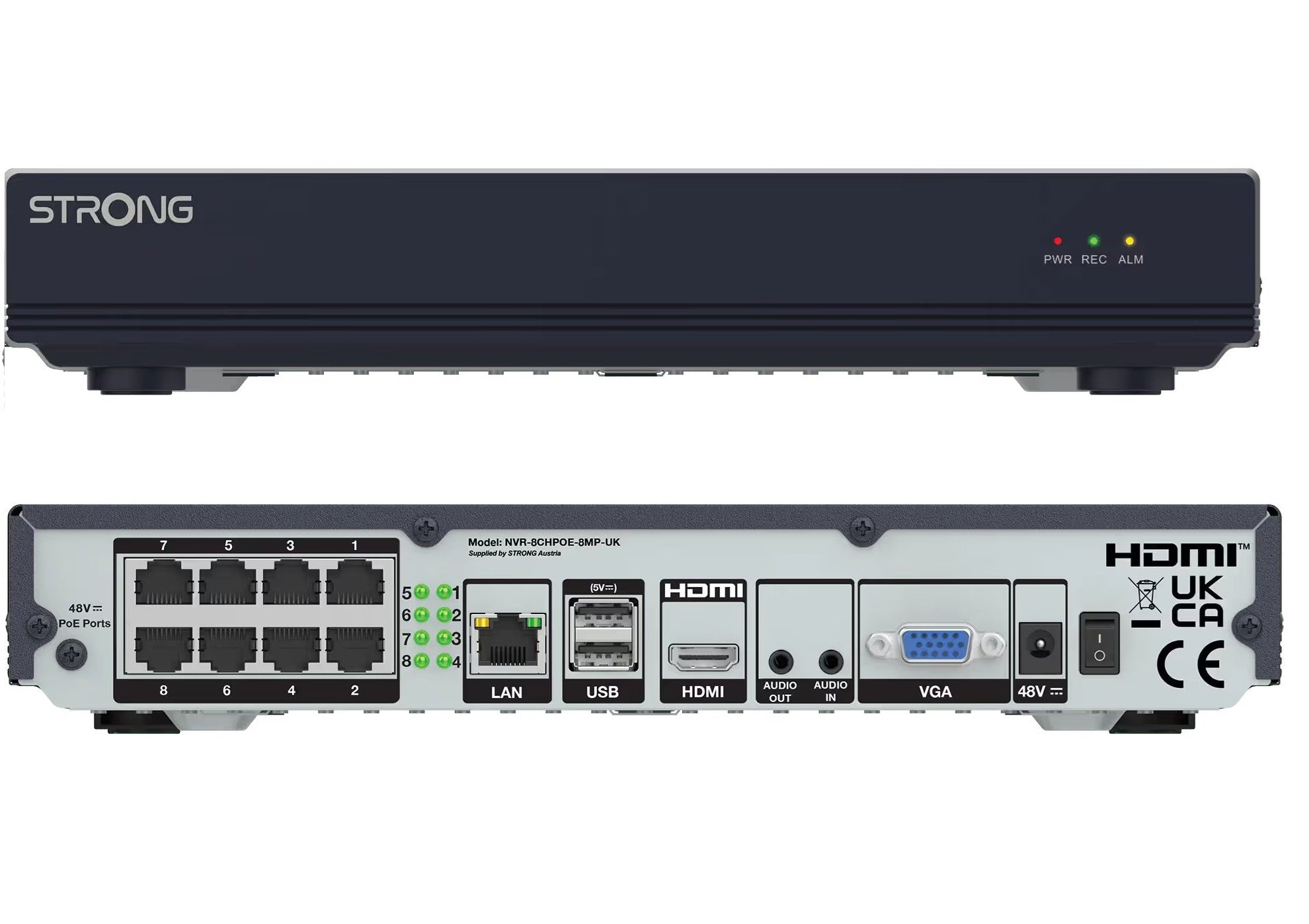STRONG 8 Channel 4K H.265+ PoE NVR ONVIF Network Recorder 8MP