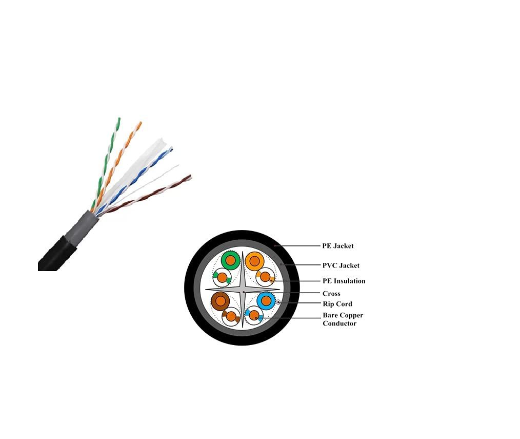 AVA CAT6 100m Solid Copper Outdoor Network Cable 24AWG Gigabit PoE CCTV IP