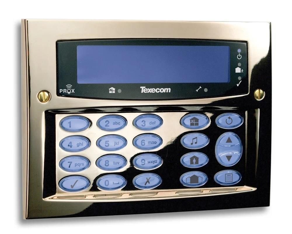 Texecom Premier Elite SMK Polished Brass Keypad Surface
Wall Mounting