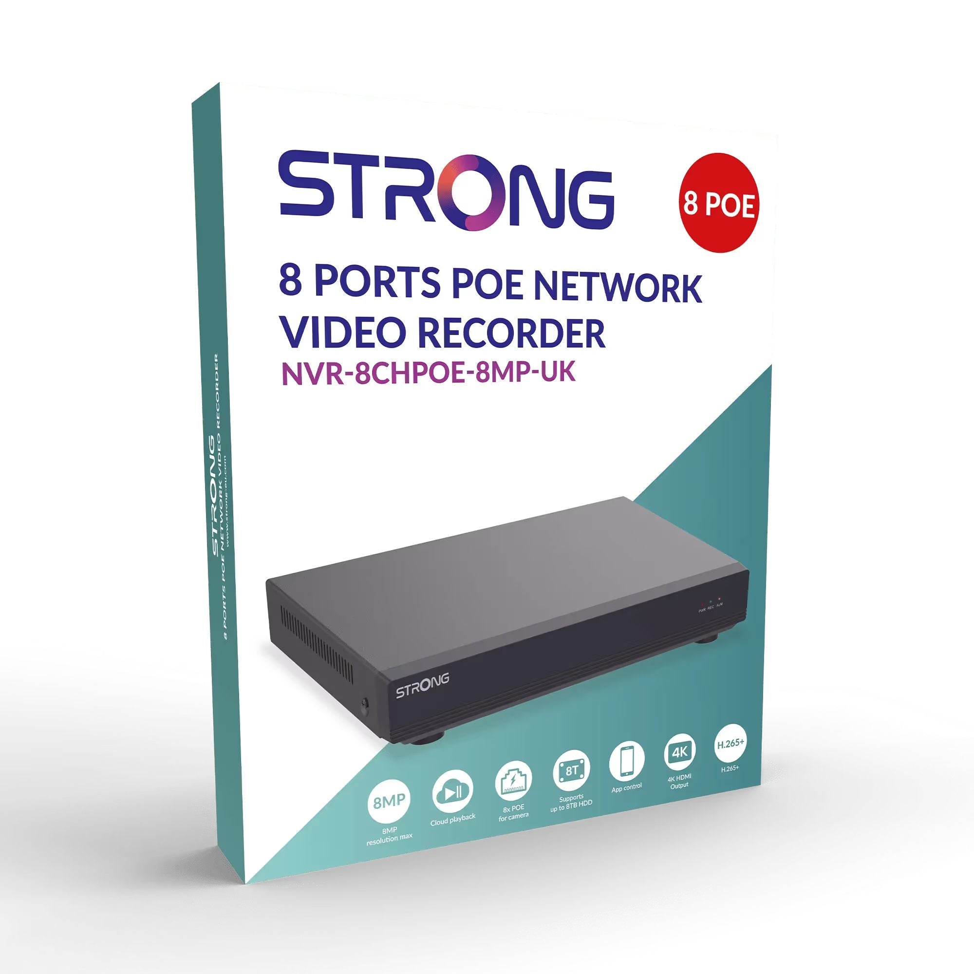STRONG 8 Channel 4K H.265+ PoE NVR ONVIF Network Recorder 8MP