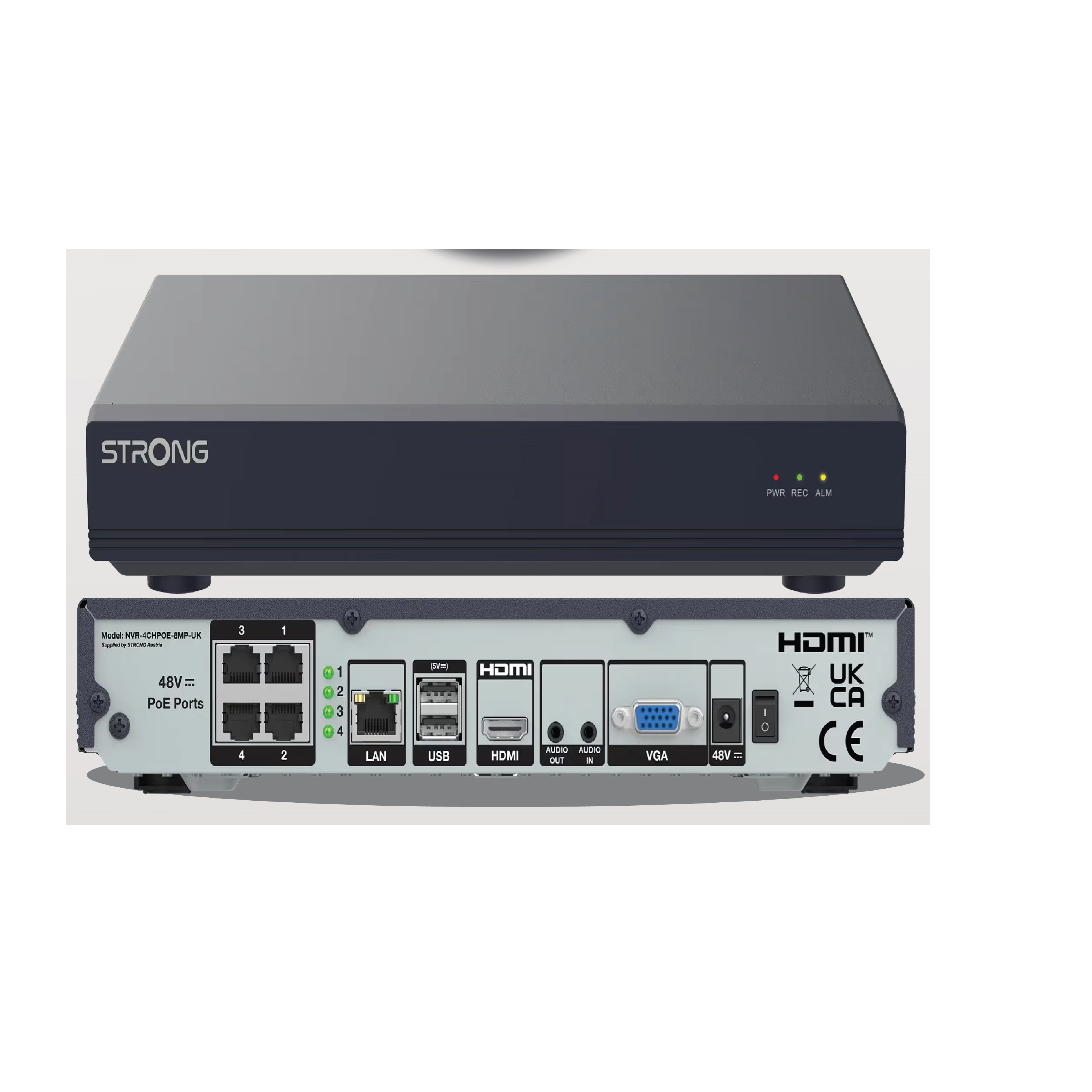 STRONG 4 Channel 4K H.265+ PoE NVR, ONVIF Supported 8MP