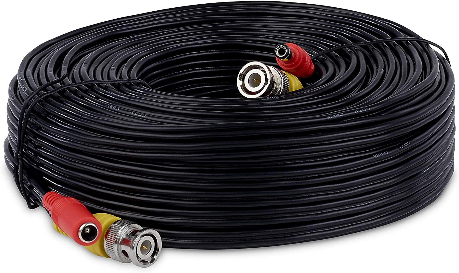 RG59 2+ 20m BNC Video Power 2 IN 1 Cable for CCTV Camera DVR Security System - Black