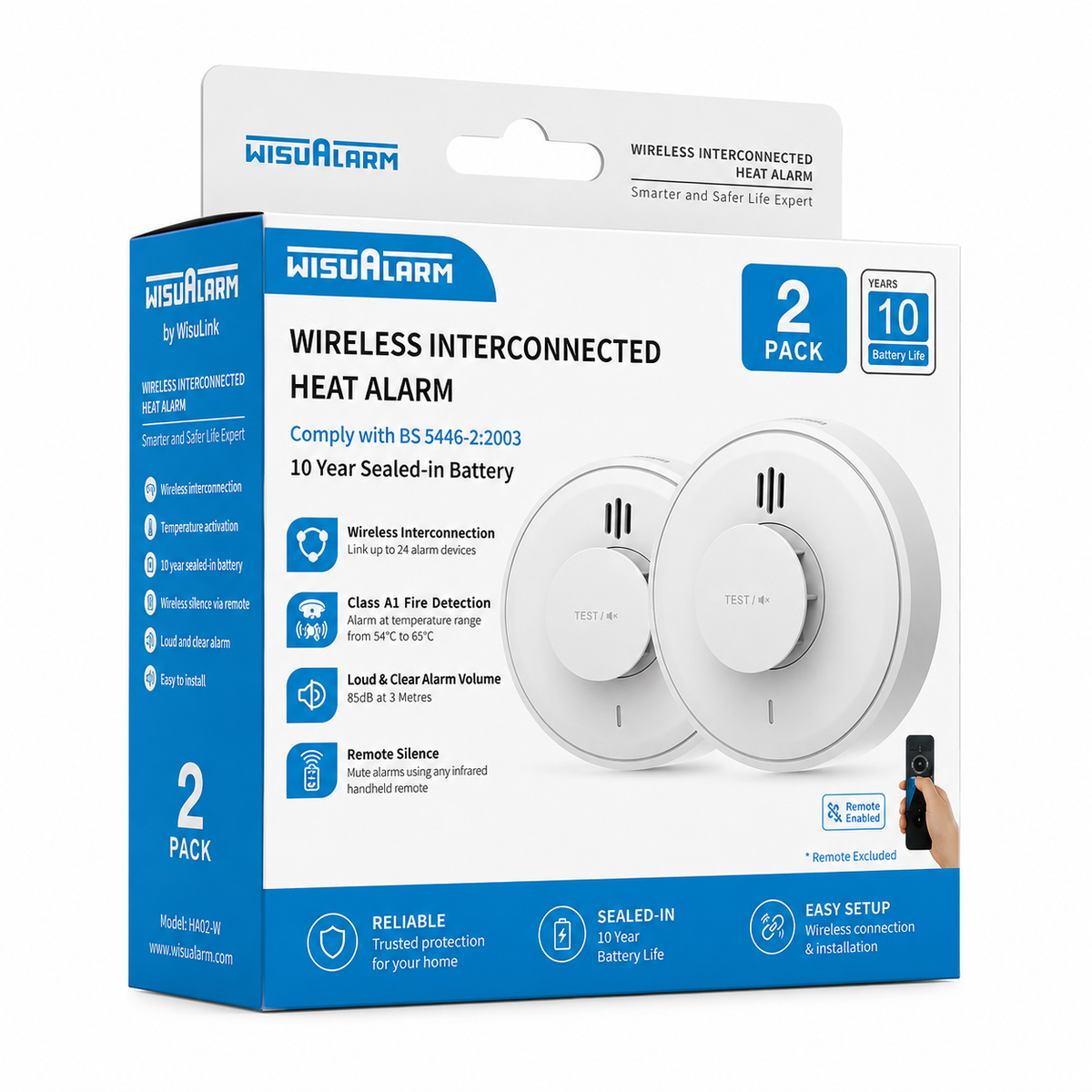 WisuAlarm Wireless Interconnected Heat Alarm 10 Years Battery