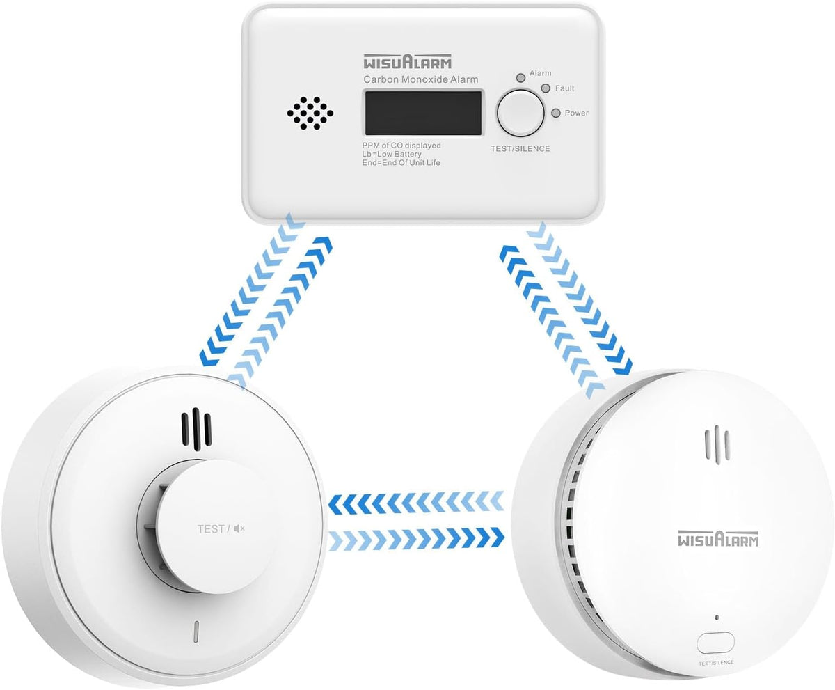 WisuAlarm Wireless Interlinked Smoke and Heat Alarm  Pre-Linked-3 Pack