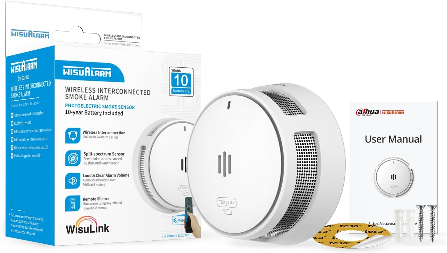 Wisualarm Wireless Interlinked Smoke Detector 10-Year Battery 85dB