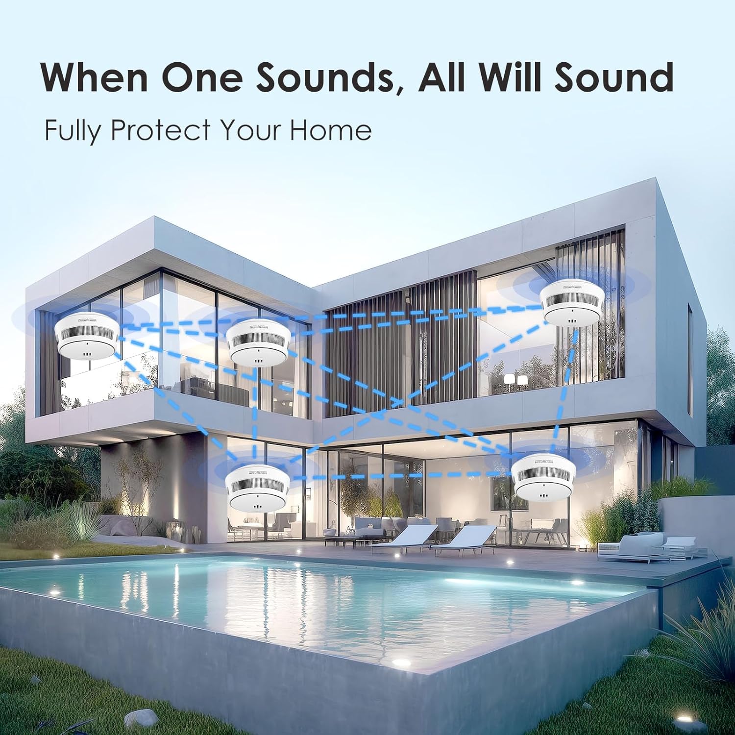 Wisualarm Wireless Interlinked Smoke Detector 10-Year Battery 85dB
