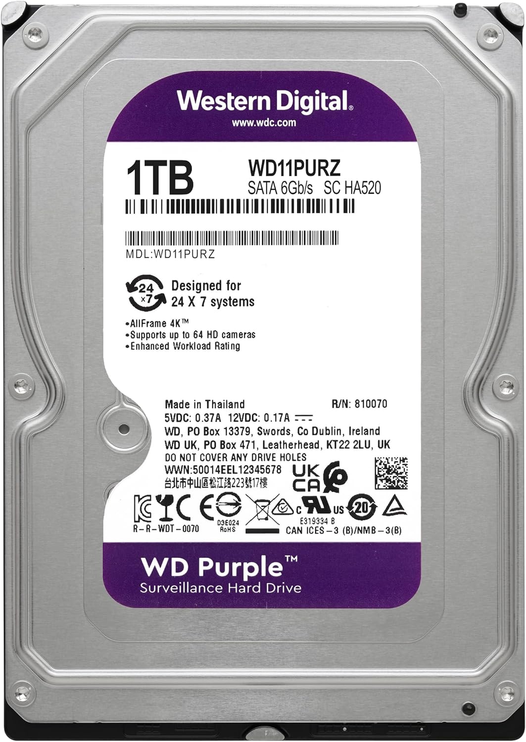 WD Purple Surveillance Hard Drive