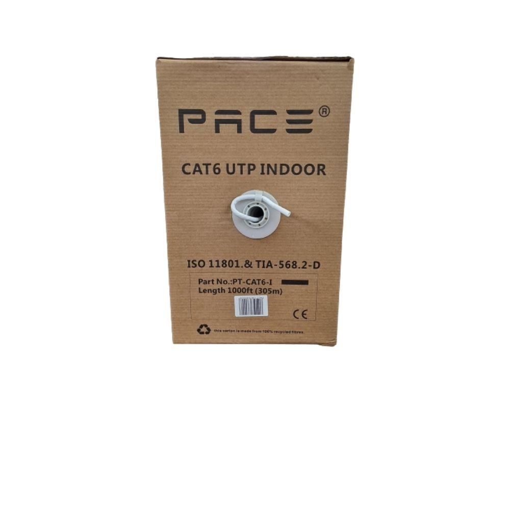 PACE Cat6 UTP 4 Pair Solid Copper CCTV/Networking Indoor Cable 24AWG 305m – White