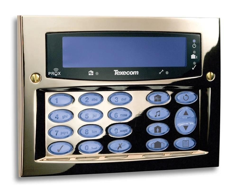 Texecom Premier Elite SMK Polished Brass Keypad Surface 
Wall Mounting