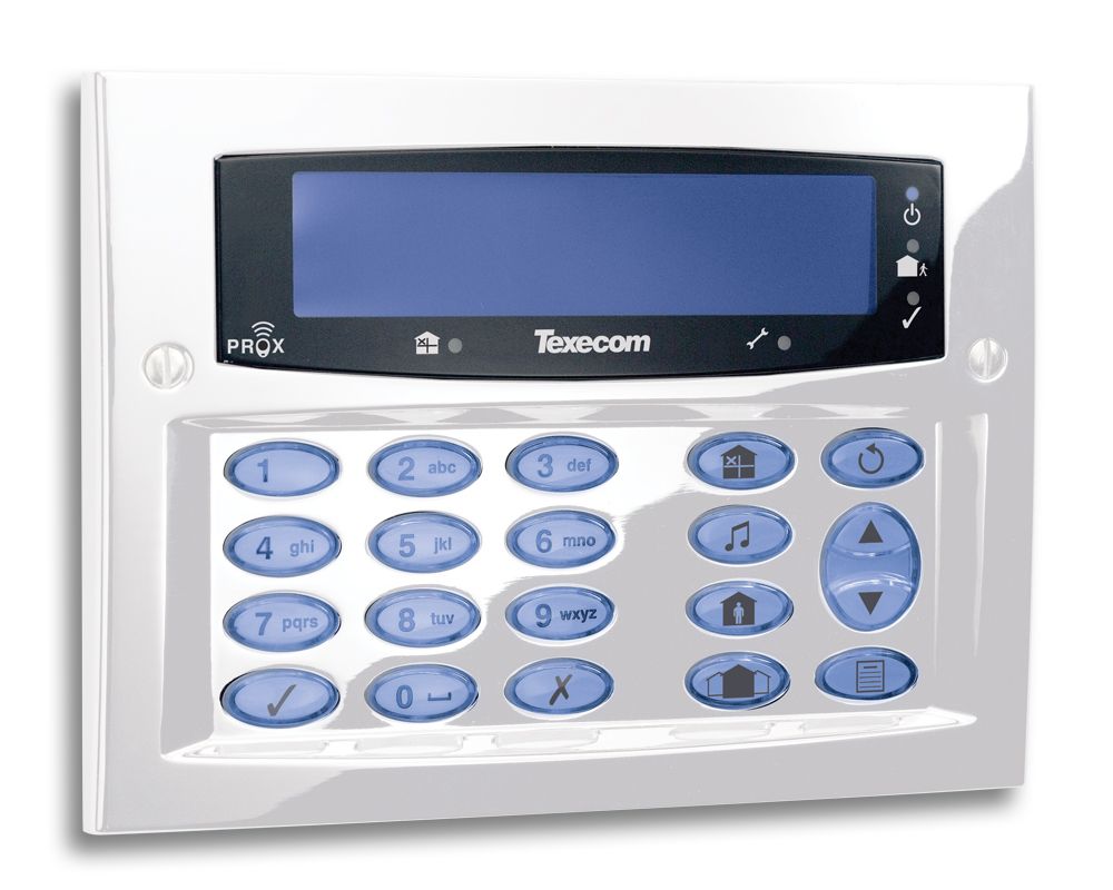 Texecom Premier Elite SMK Diamond White Keypad Surface 
Wall Mounting