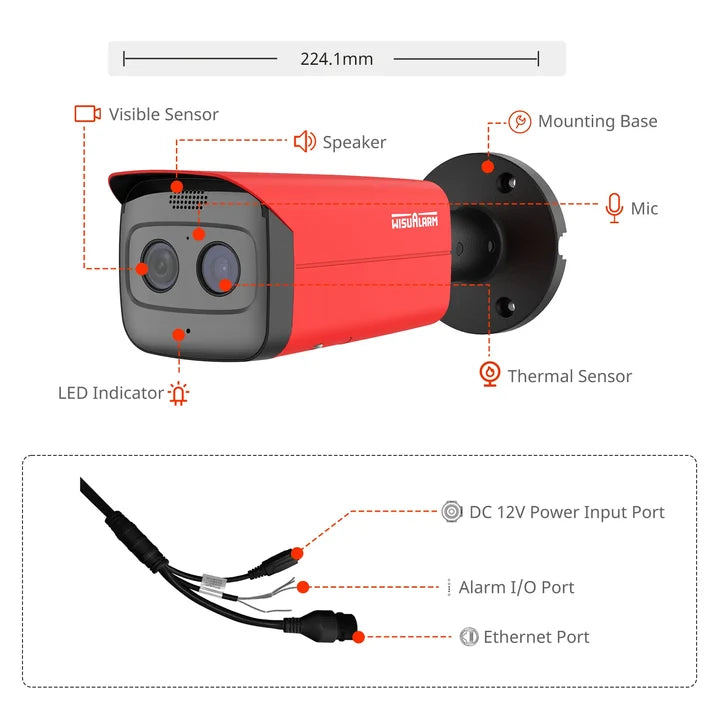 WisuAlarm Flame Detection Bullet Network Camera -Red