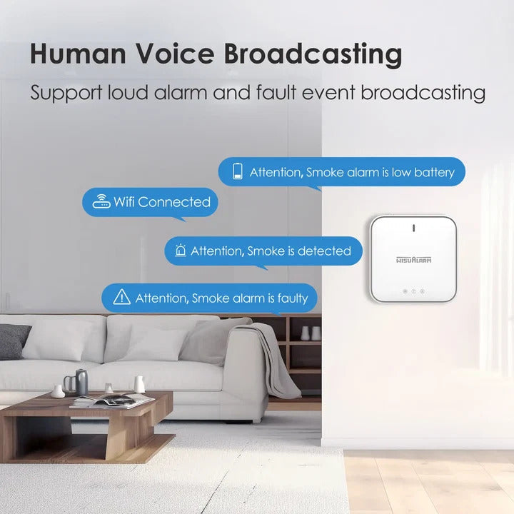 WisuAlarm Wireless Gateway Hob with 5 Smoke Alarms Pre-Link With App