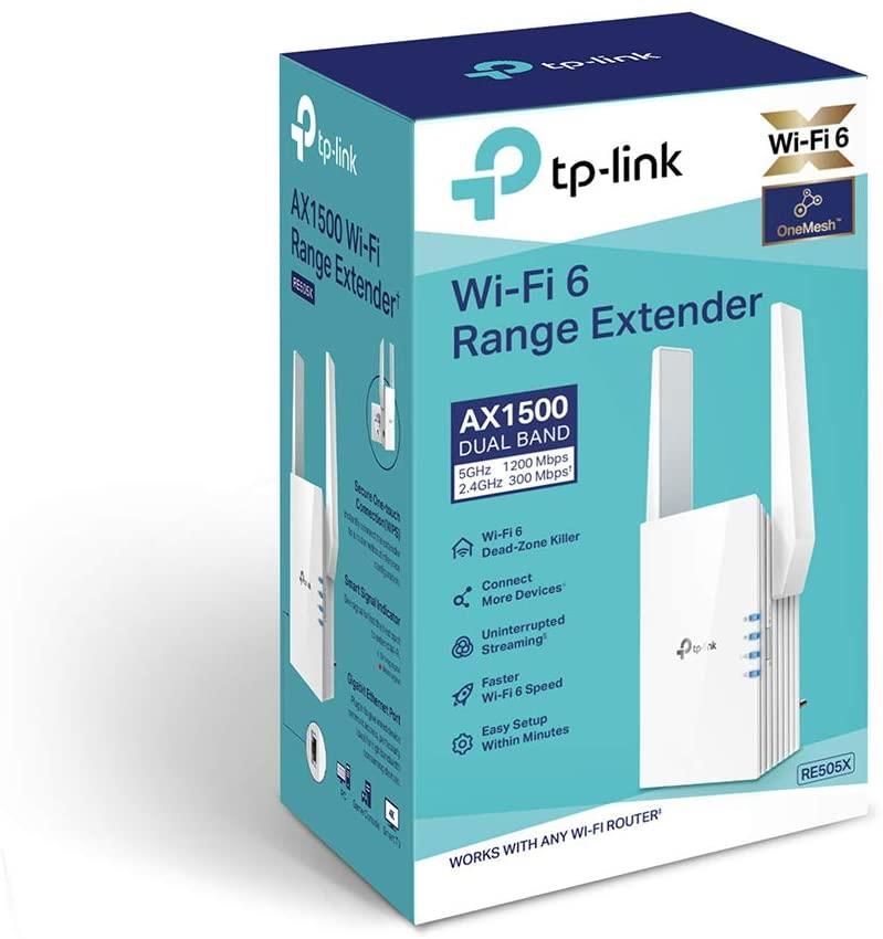 TP-Link RE505X AX1500 Dual Band Wi-Fi 6 Range Extender Broadband Wi-Fi Extender Refurbished