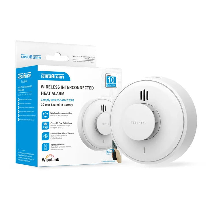 WisuAlarm Wireless Interconnected Heat Alarm 10 Years Battery