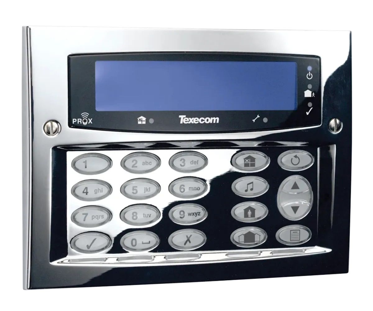 Texecom Premier Elite Polished Chrome FMK Keypad Flush Mounted